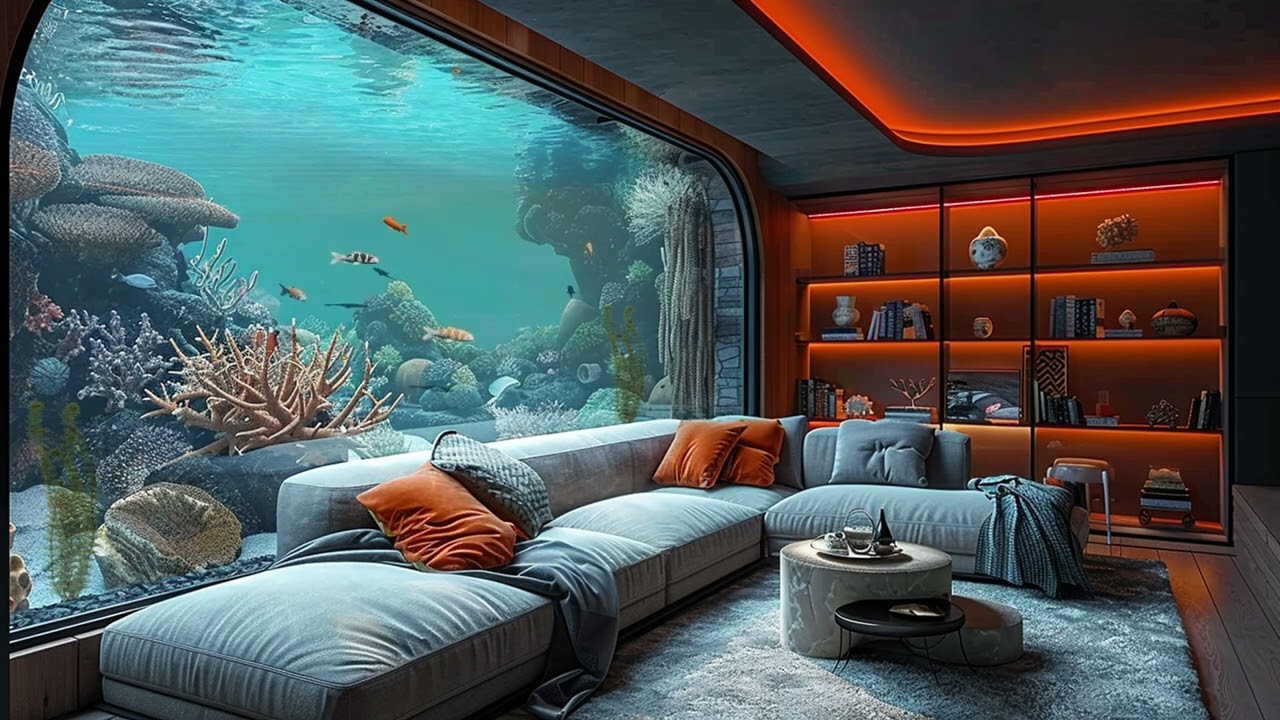 Breathtaking Underwater Lounge &ndash; Soothing Ocean Sounds &ndash; Relax & Unwind in an Underwater Home