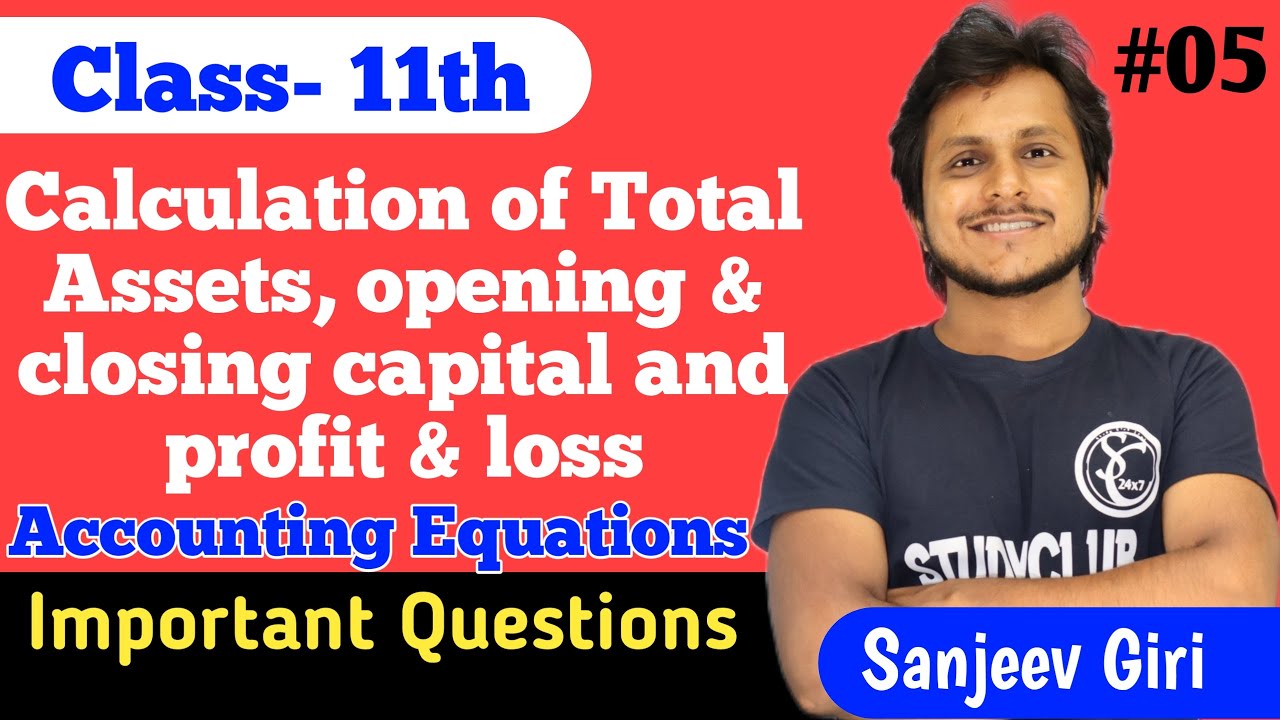 Calculation of opening and closing capital & Profit | Accounting equation | class 11 Part 05