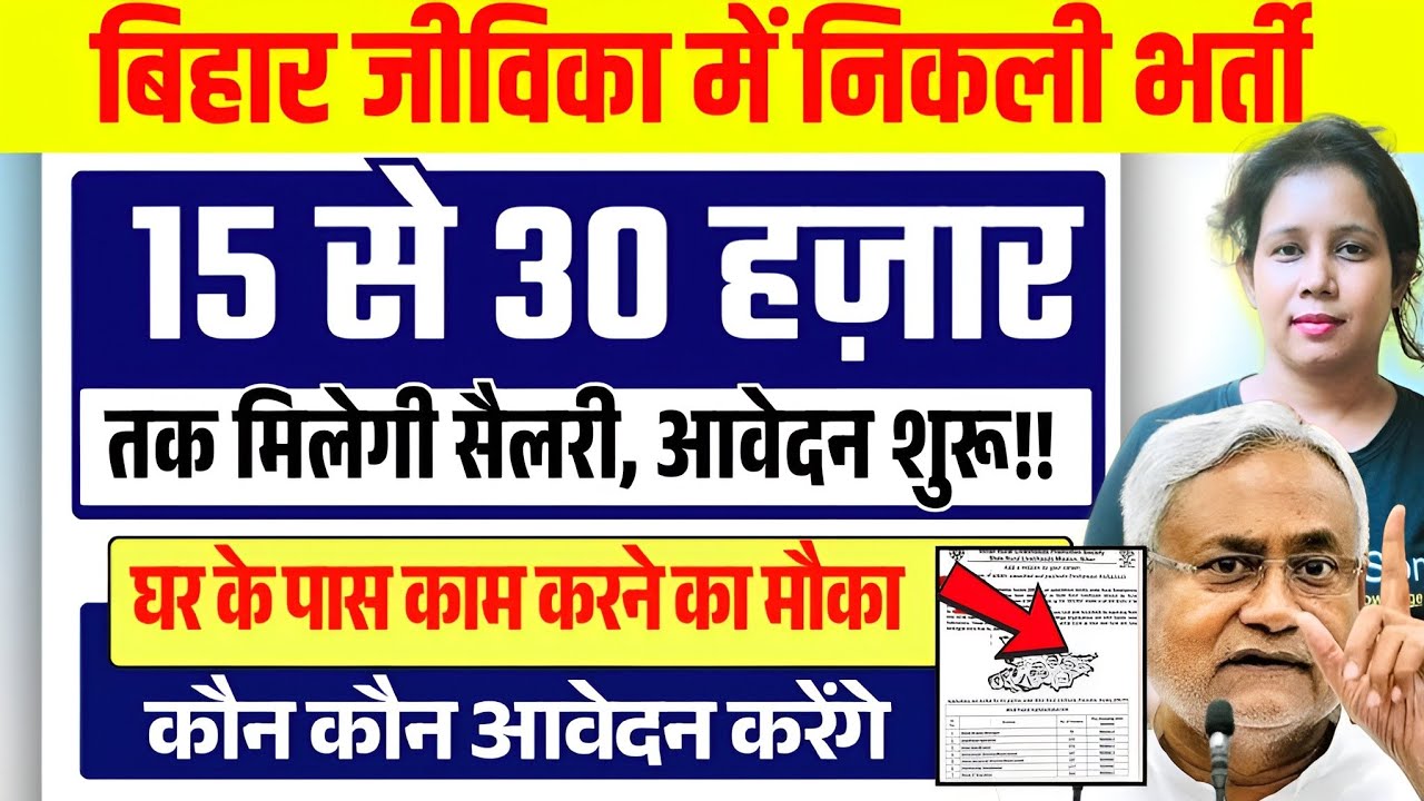 📢बिहार जीविका में निकली भर्ती,घर के पास काम करने का मौका, आवेदन शुरू! Bihar Jeevika New vacancy 2025