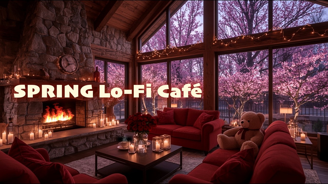 Spring Lofi Jazz 🌸 Sakura Fireplace: Chill Beats to Study, Work & Relax