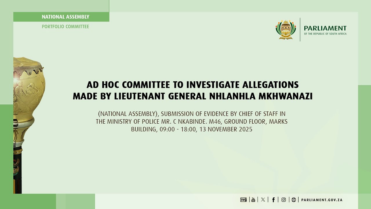 Ad Hoc Committee Investigate Allegations by Lieutenant General Mkhwanazi, 13 November 2025