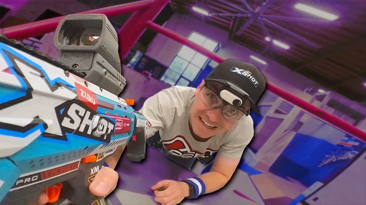 parkour with the X-Shot Motorized Piston Pump
