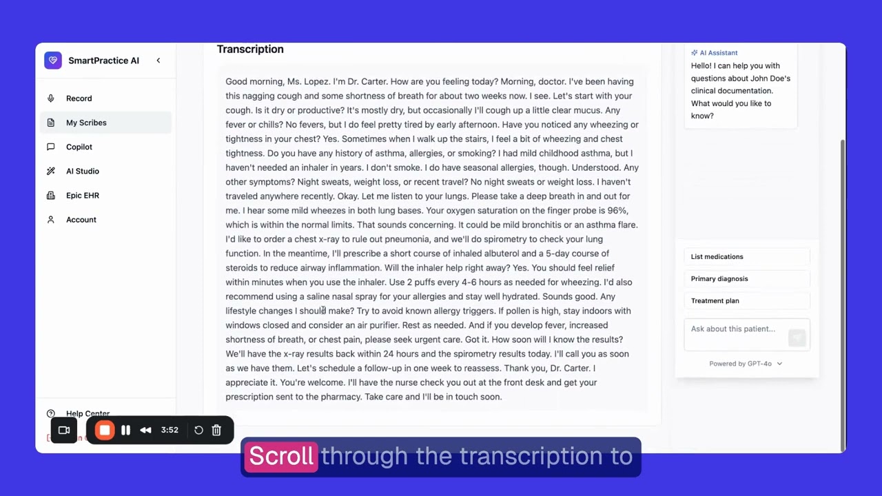 SmartPracticeAI - Managing Patient Records with AI Scribe