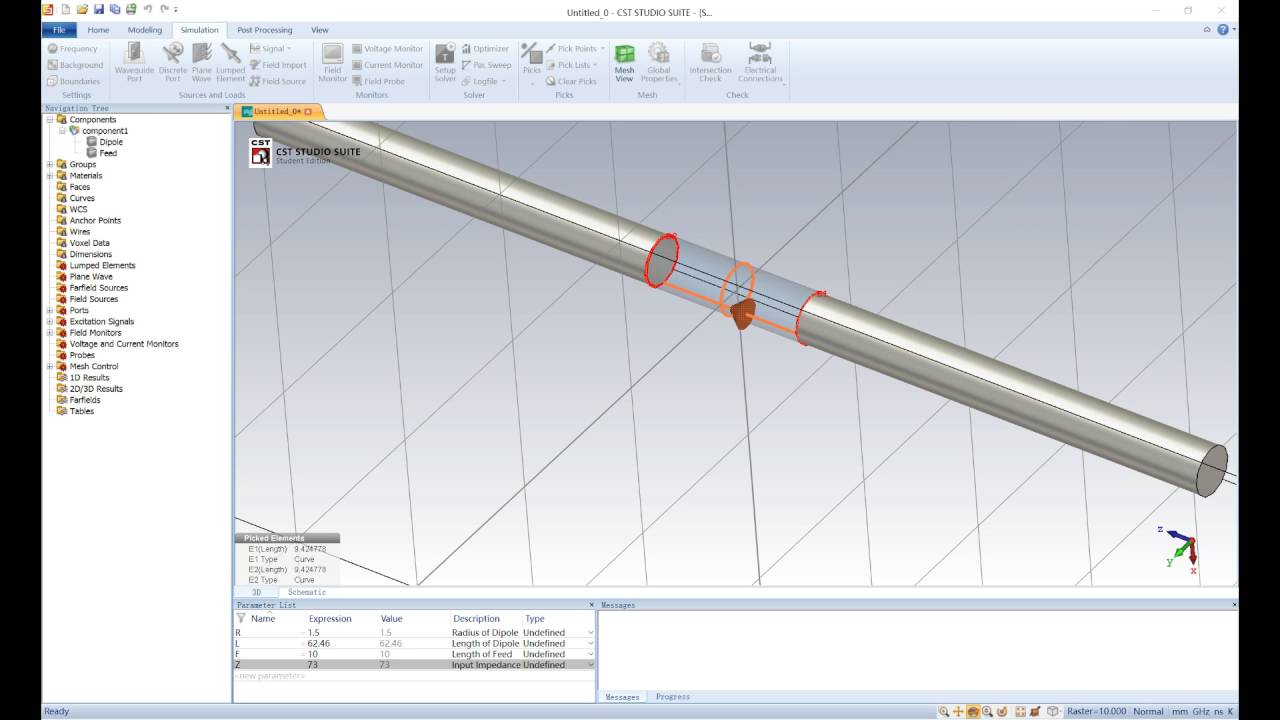 2.4GHz Wifi Dipole Antenna Design use CST