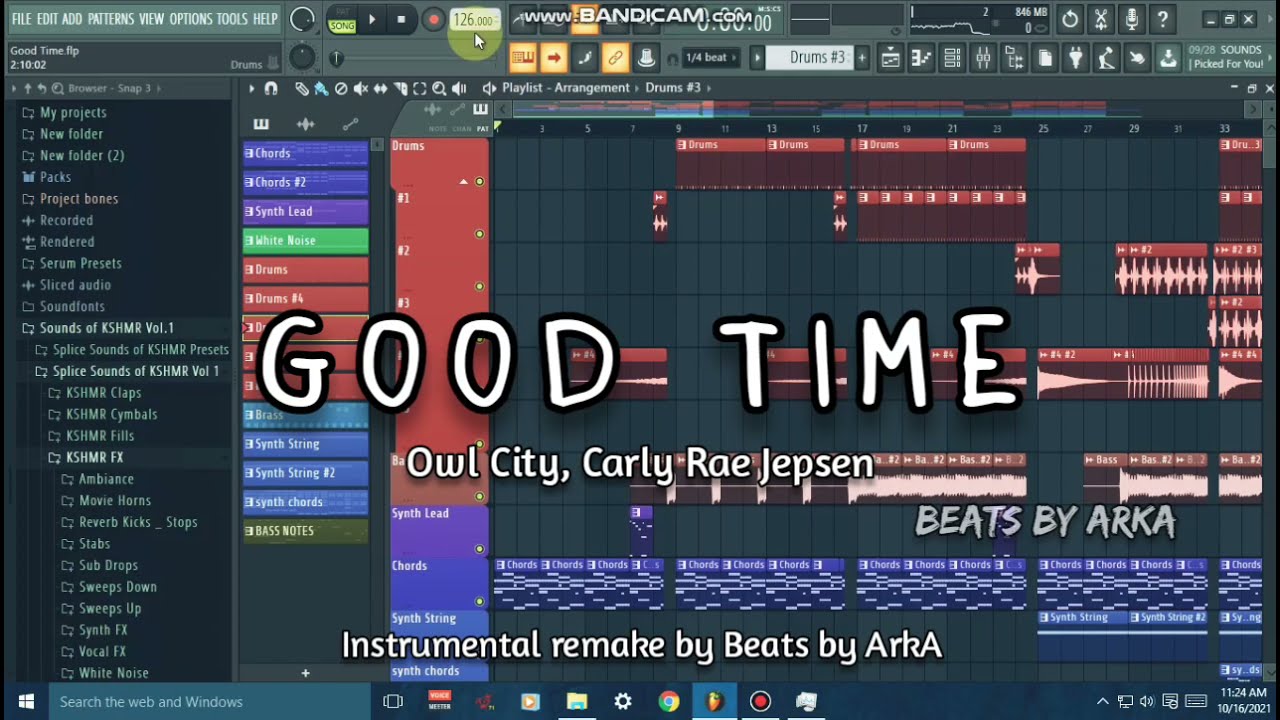 Owl City Carly Rae Jepsen - Good Time Instrumental Remake FL Studio 20 [FREE FLP]