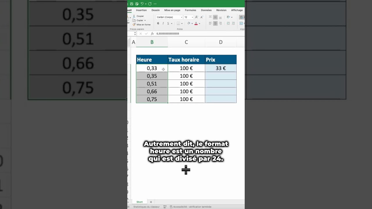 Comment calculer des heures avec des nombres sur Excel ?