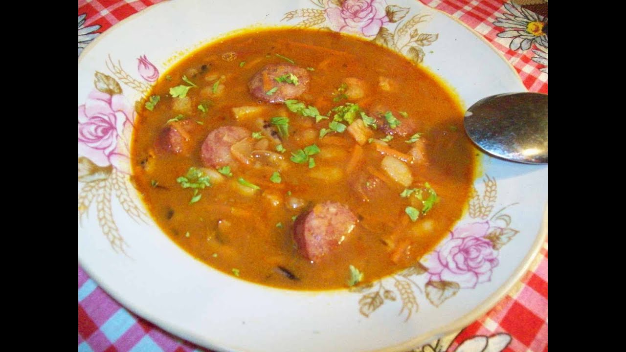 Польский фасолевый суп  с копченостями.