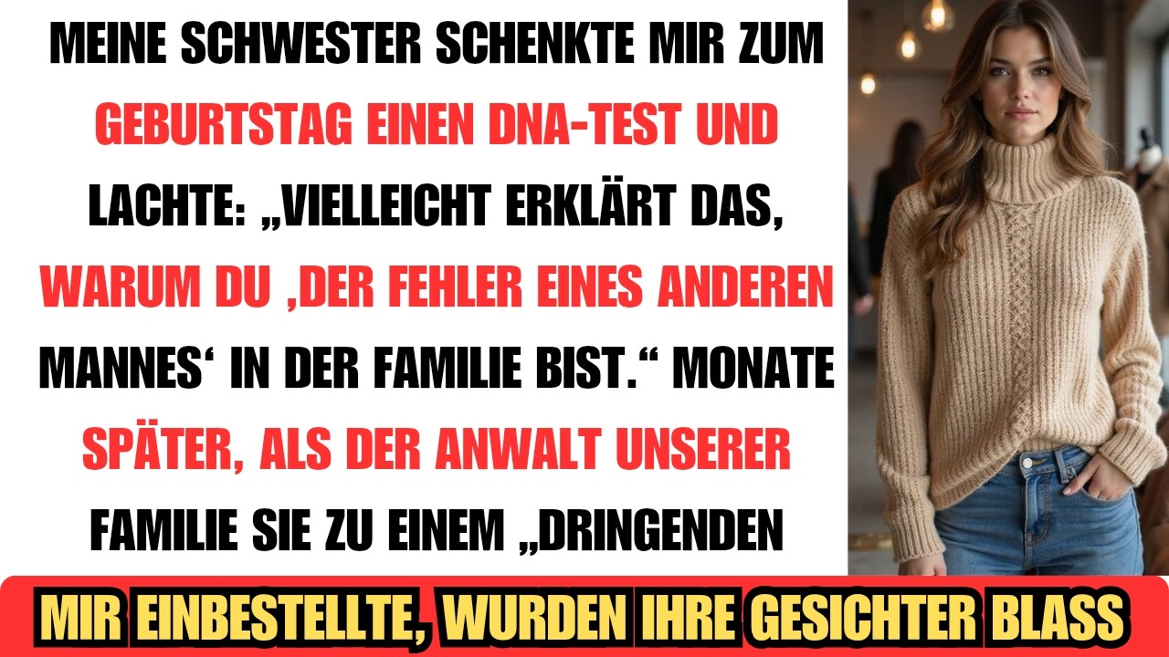 Zum Geburtstag verspottete mich meine Schwester als Fehler und schenkte mir einen DNA-Test