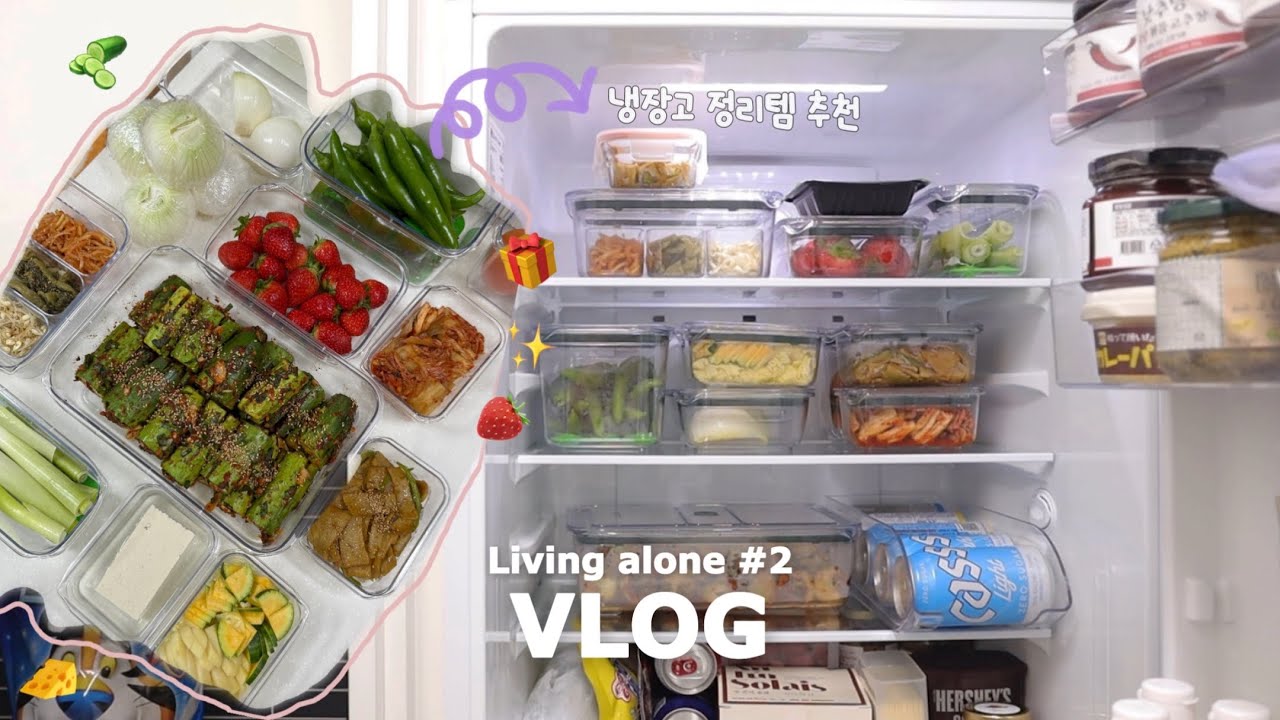1인 가구의 가성비 반찬 만들기🥒와 냉장고 깔끔하게 정리하는 자취 브이로그 | 프리파라 밀폐용기 마켓(+구독자 이벤트🎁) | 냉장고 소개