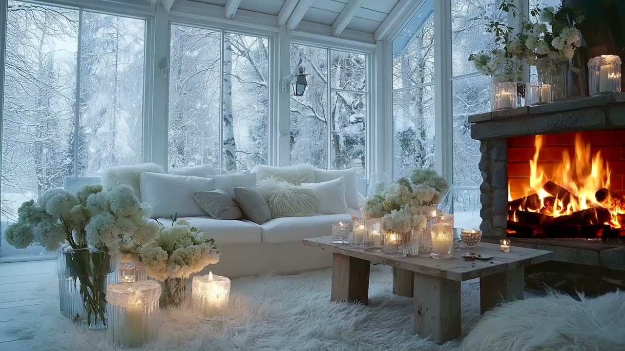 NO ADS 🎹 Snowy Night Piano by the Fireplace 🔥❄️ | 3 Hours Deep Sleep Music