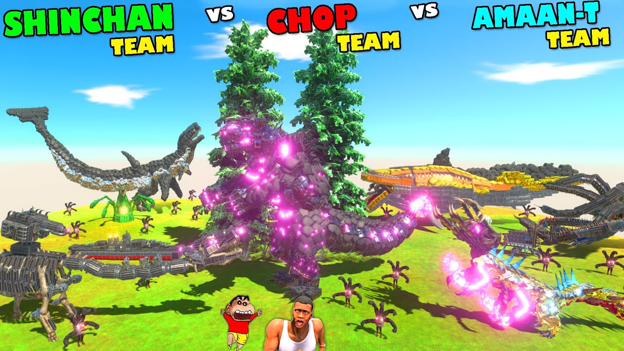 HIDE and KILL in Animal Revolt Battle Simulator with SHINCHAN UPGRADED TEAM vs CHOP vs AMAAN
