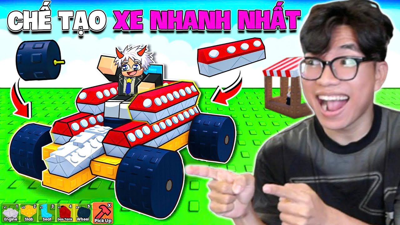 BI HUỲNH CHẾ TẠO XE ĐUA NHANH NHẤT PHÁ ĐẢO ĐƯỜNG ĐUA TRONG ROBLOX
