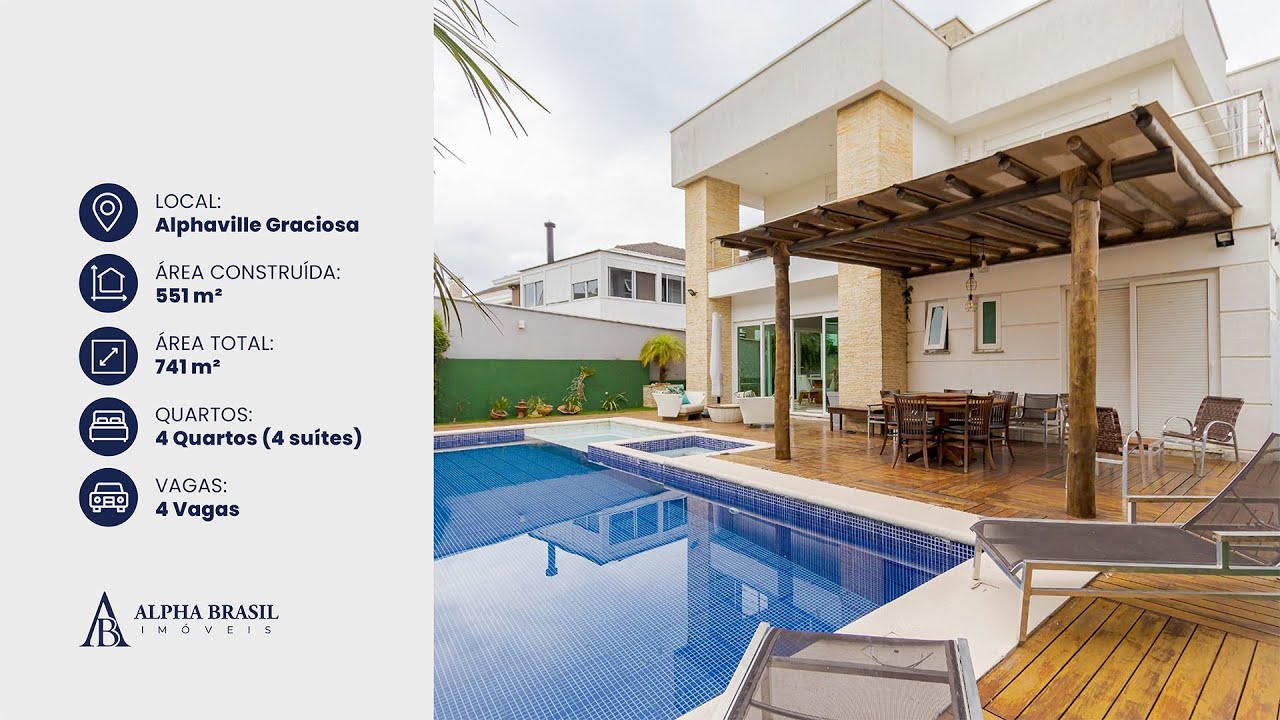 Casa de Alto Padrão no Alphaville Graciosa | 4 Suítes + Piscina + Gourmet | Pinhais/PR