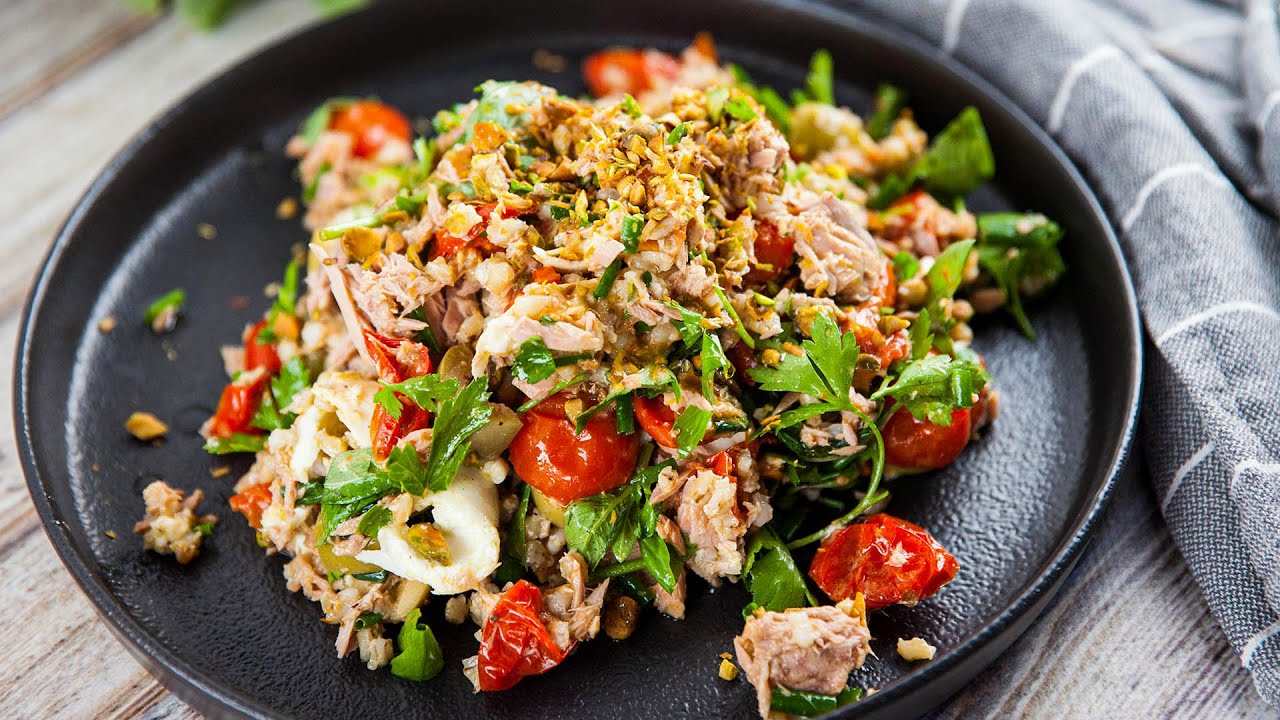 Slow roasted tomato buffalo mozzarella and tuna salad