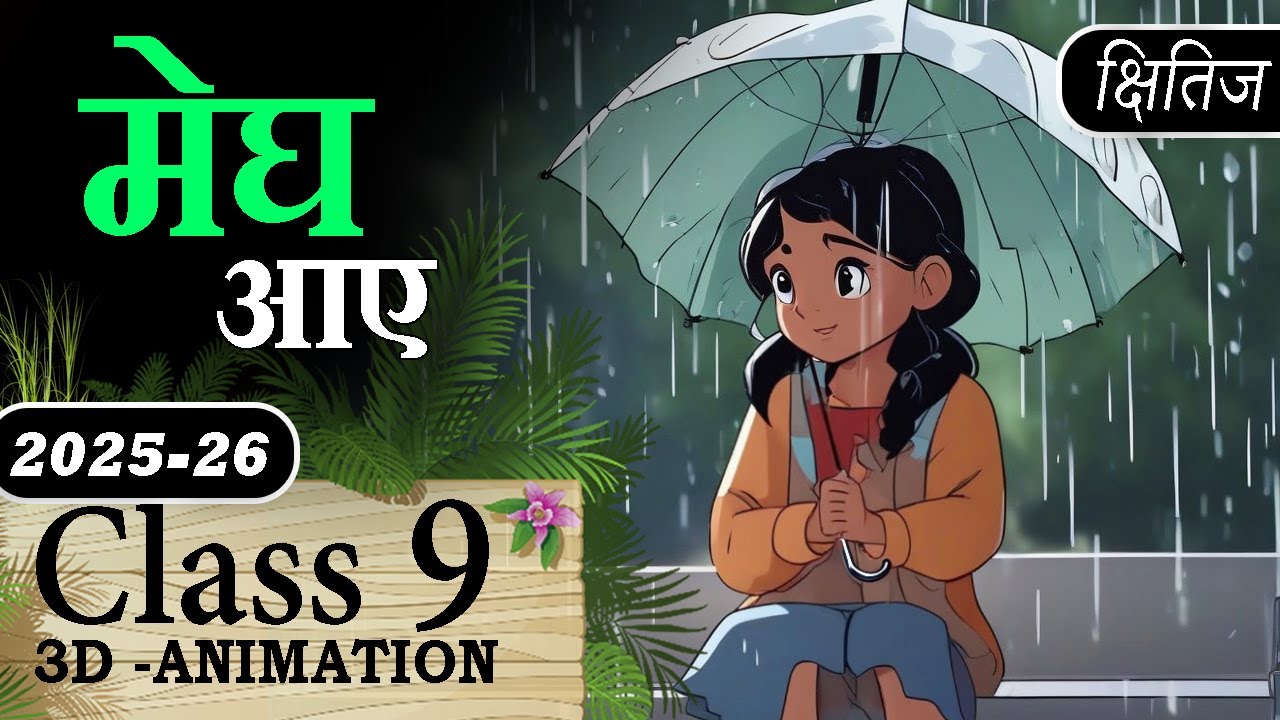🌧️Megh Aaye Class 9 Explanation Animation with MCQ || Class 9 Hindi Kshitij Course  A Chapter 12