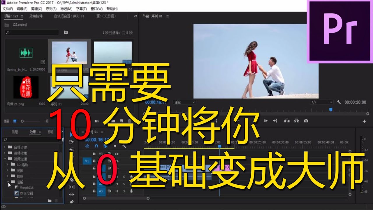 Adobe premiere教程，十分钟从0基础到熟练使用pr，高手剪辑师常用的技巧都在这 最简单易学的Premiere视频剪辑教程 仅用10分钟时间学会视频剪辑 看完视频就会视频剪辑