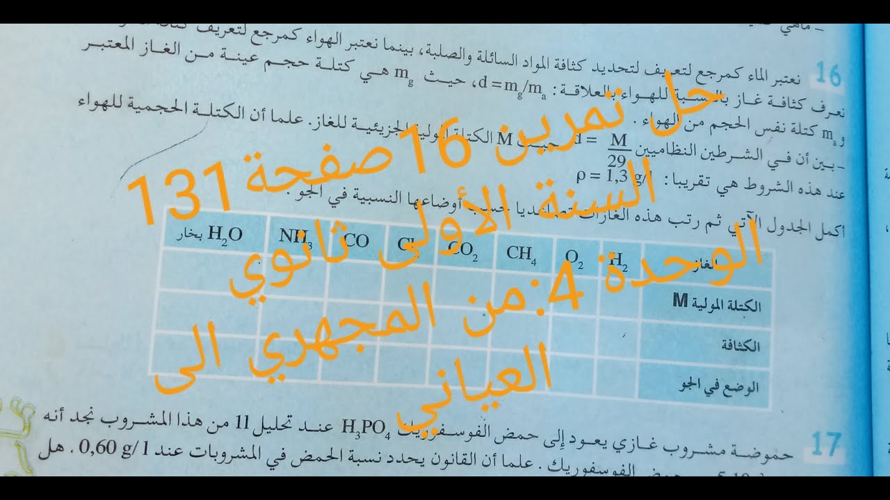 حل تمرين 16صفحة 131من الكتاب المدرسي||السنة الأولى ثانوي✓من من المجهري الى العياني