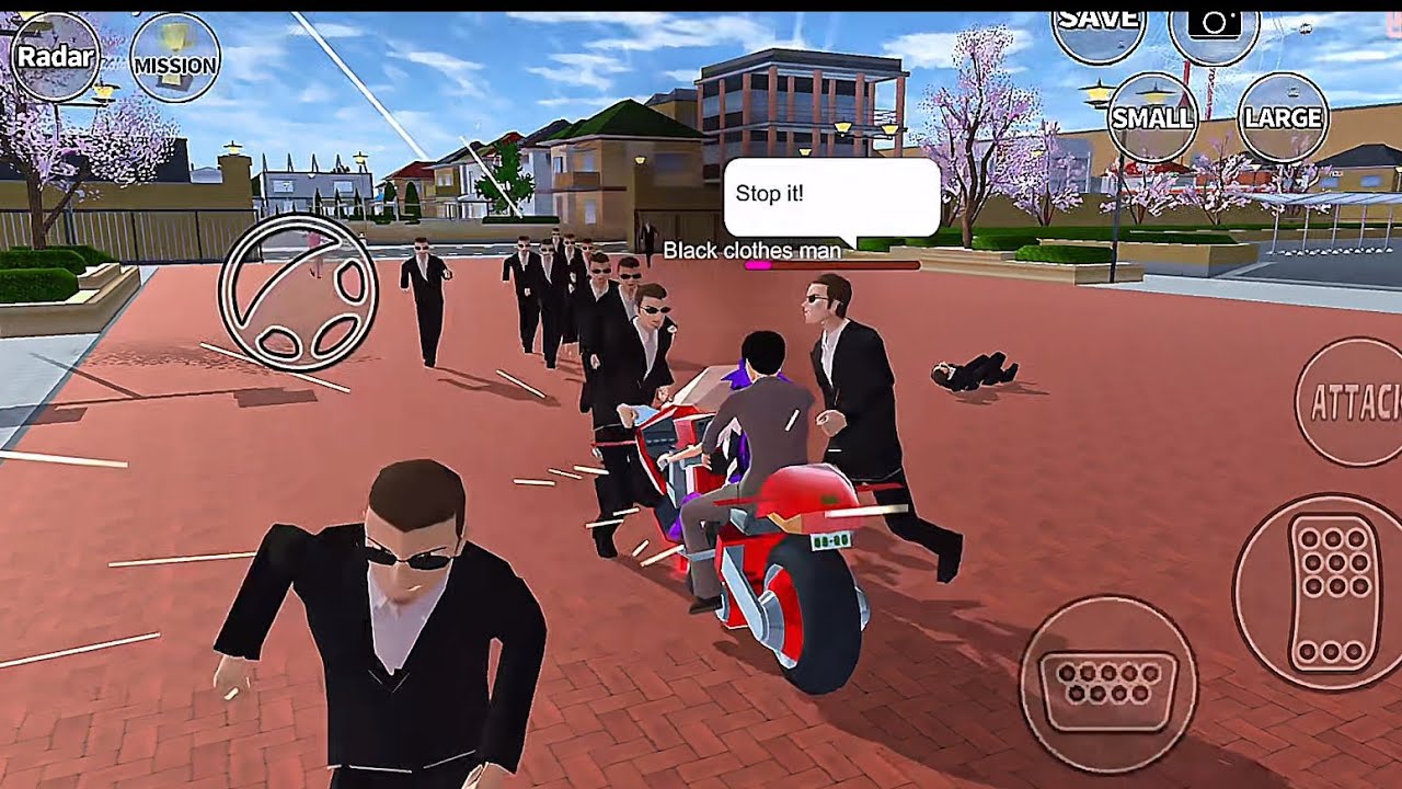 Sakura School Simulator Yakuza Black and Pink VS Giant Sakura
