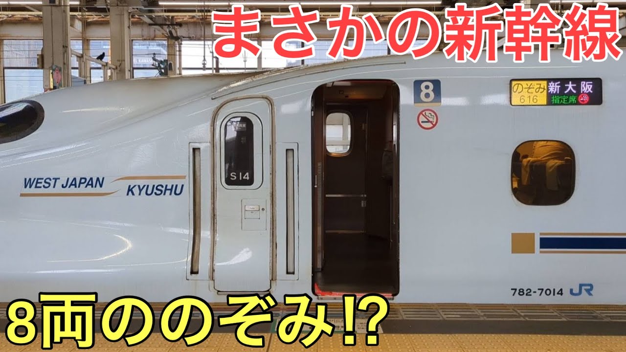【前代未聞】普段では決して見ることのできないまさかの8両で運転された新幹線のぞみ号に乗ってきた