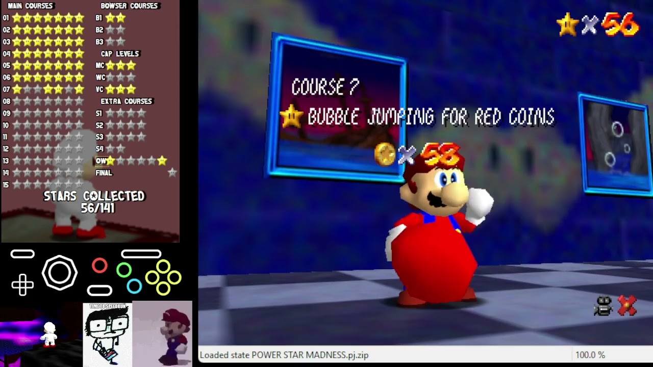 SM64 Power Star Madness - C7: Bubbly Abyss Cove (savestateless)