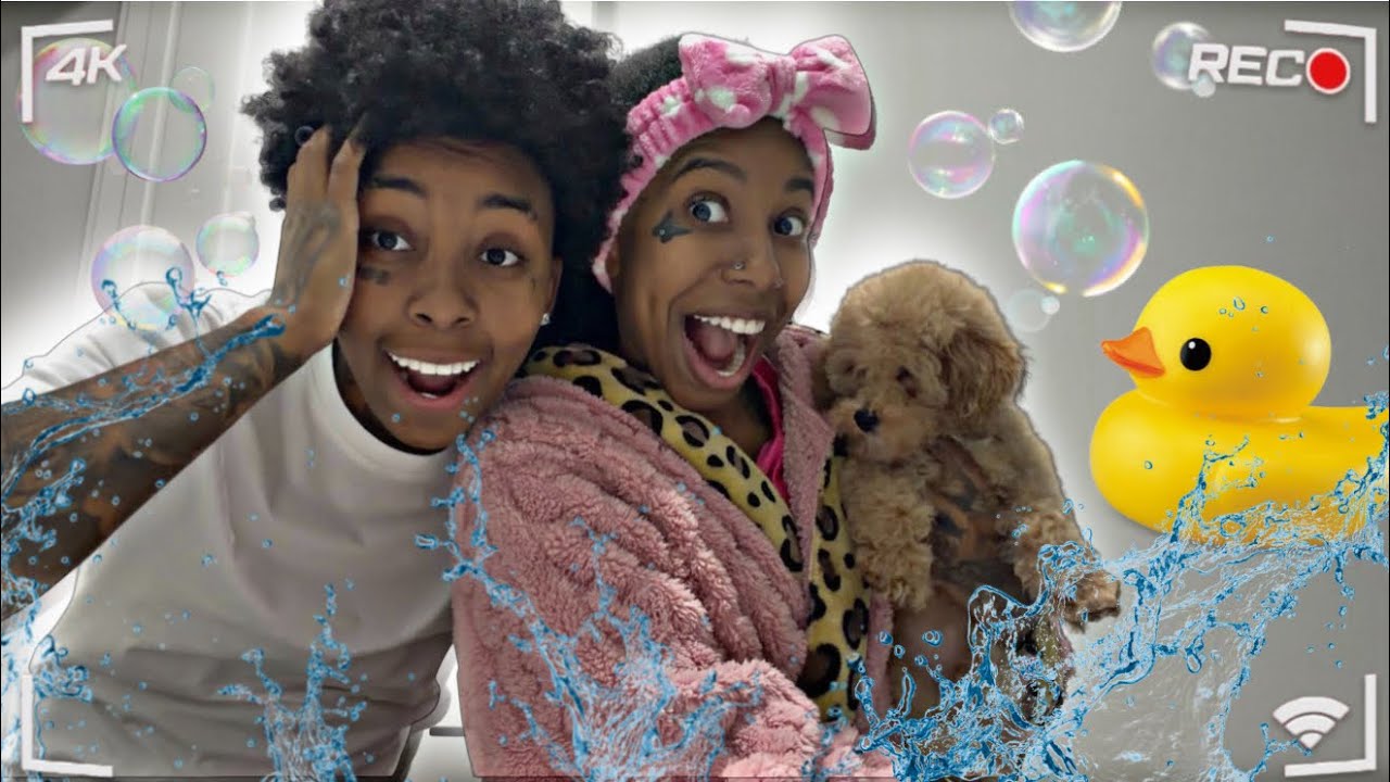 GIVING OUR PUPPY 1st BATH 🧼 !! WITH RKEMPIREE ❤️