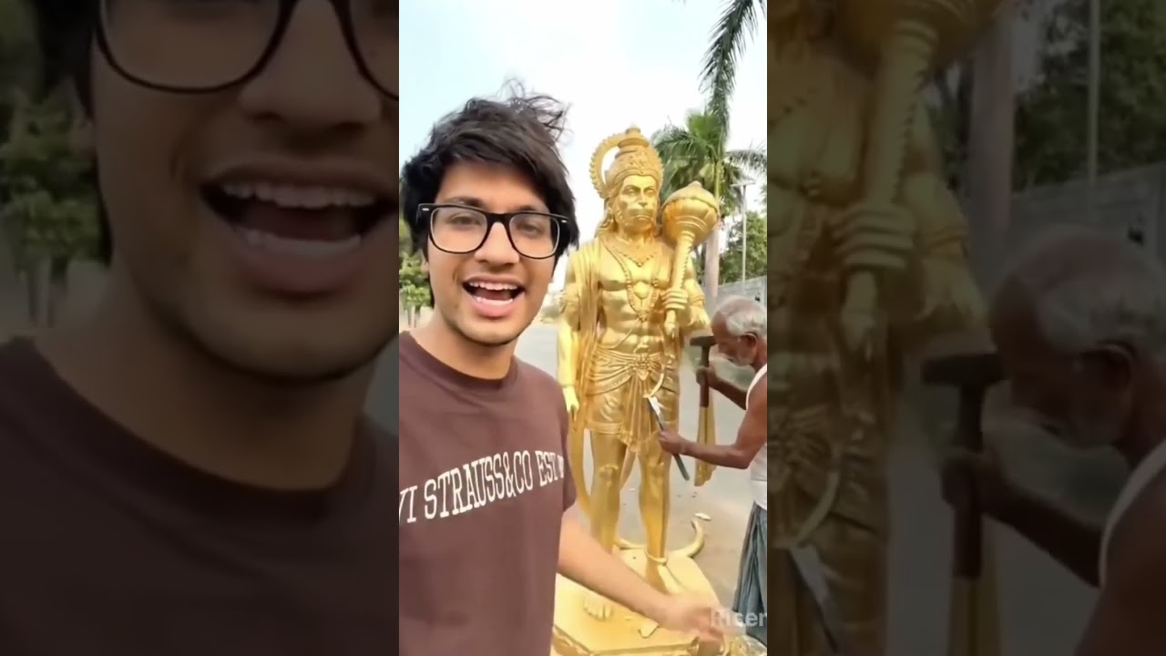 Hanuman Ji Golden Statue Made By Baba In Sourav Joshi | Wood Art 🔥