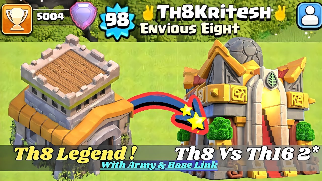 Th8 Legend Attacks | Th8 Vs Th16 2*/1* | Th8 Trophy Pushing Attack Strategy 2024 