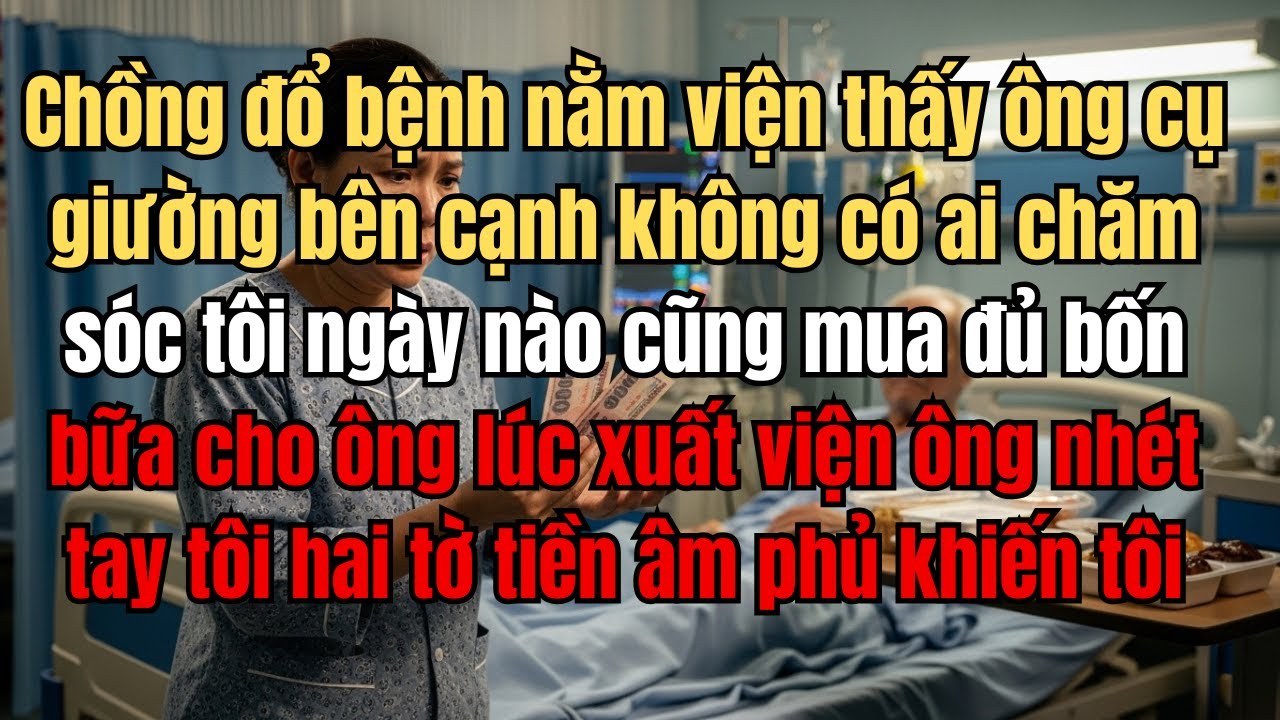 Chồng đổ bệnh nằm viện thấy ông cụ giường bên cạnh không có ai chăm sóc tôi ngày nào cũng mua đủ
