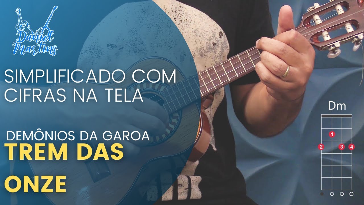 TREM DAS ONZE | DEMÔNIOS DA GAROA | AULA DE CAVAQUINHO COM DESENHO DOS ACORDES