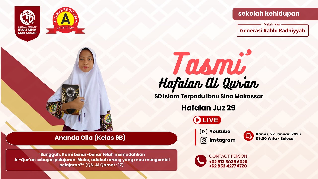 Tasmi Hafalan Al Qur'an Juz 29 oleh Ananda Olla