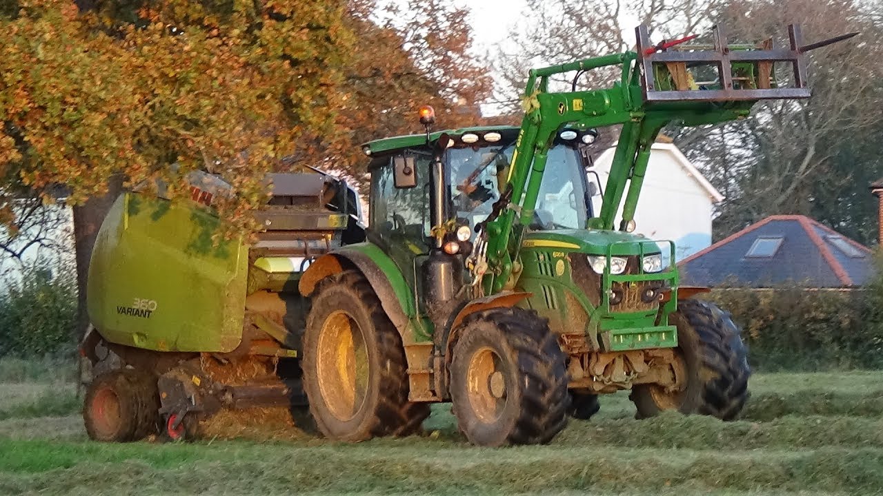 November Silage 2017 - Baling with John Deere 6120R & Claas