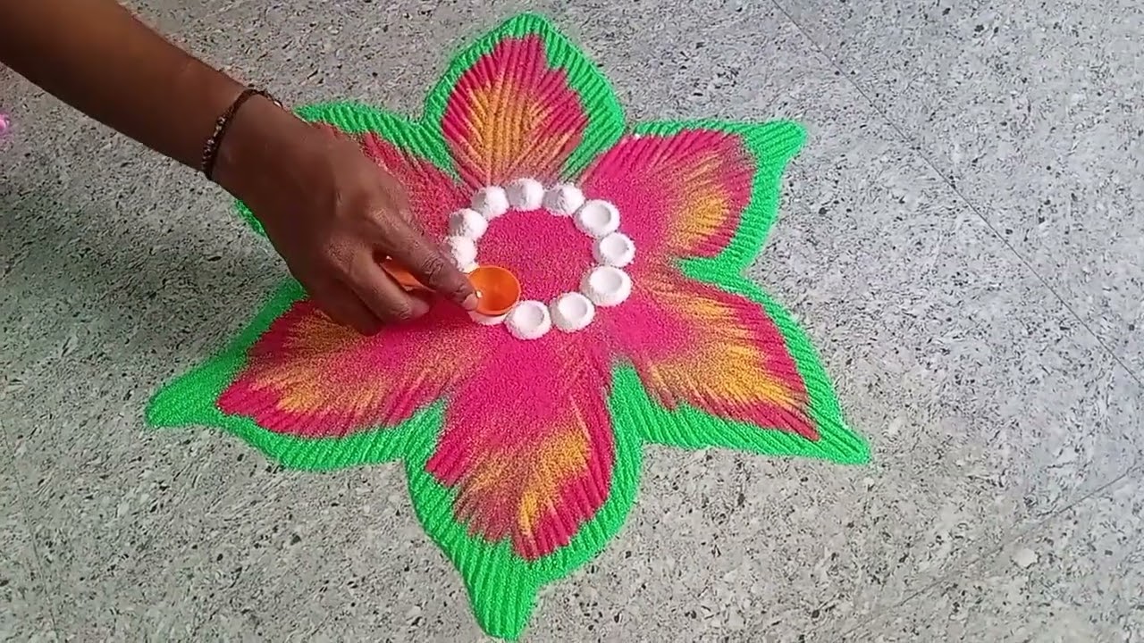 Simple rangoli hack#easy rangoli #daily rangoli #beautiful &unique rangoli #YouTube shorts#trending 