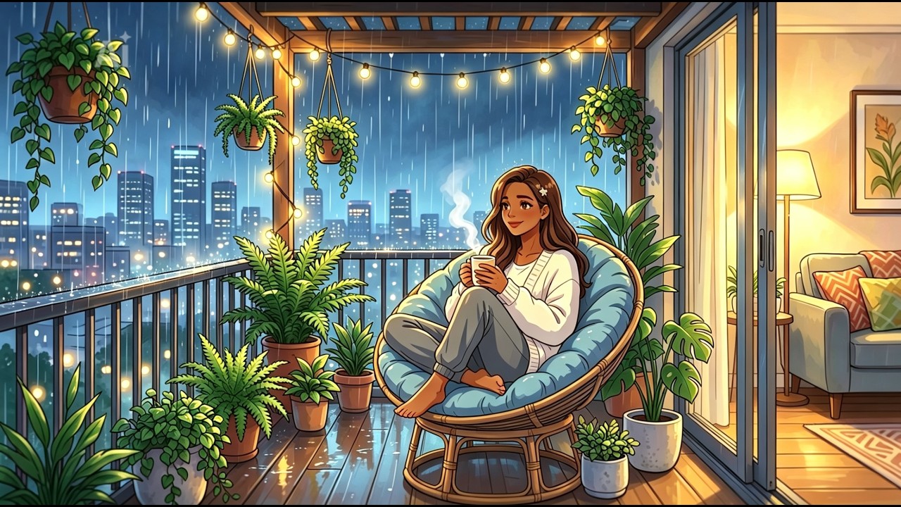 Cozy Rainy Night After Work | Ghibli Animation 🌧️ | Warm Light and Gentle Living
