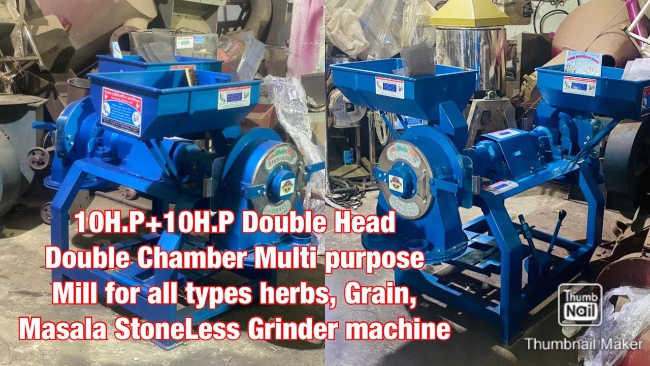 10H.P+10H.P Double Head Double Chamber Multi purpose Mill for all types herbs📞📱☎️ +91 74892 41187