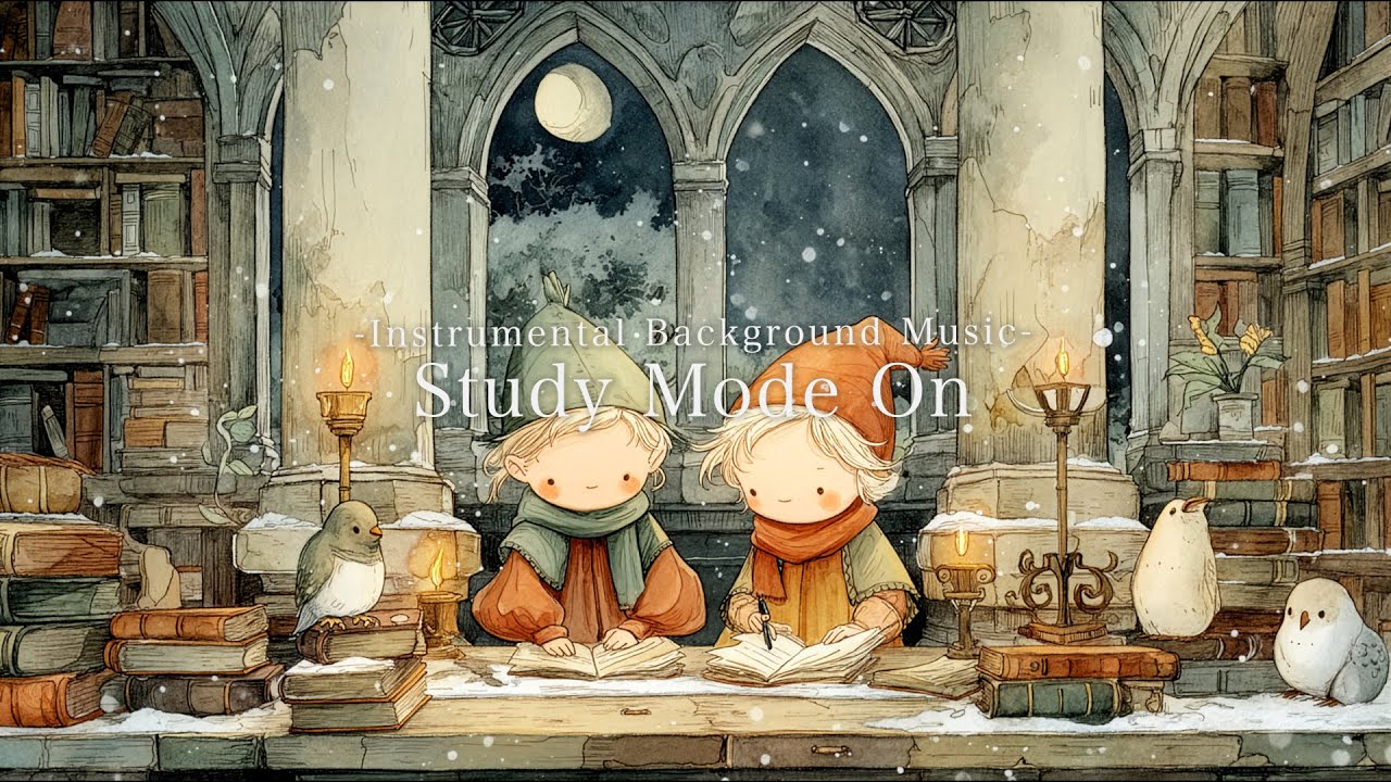 ［BGM］冬の図書館で机に向かう ☕ gentle study playlist｜cozy ambience｜relax & focus｜study music｜120-min mix