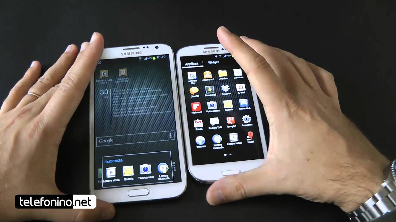 Samsung Galaxy s3 versus Note 2 da Telefonino.net