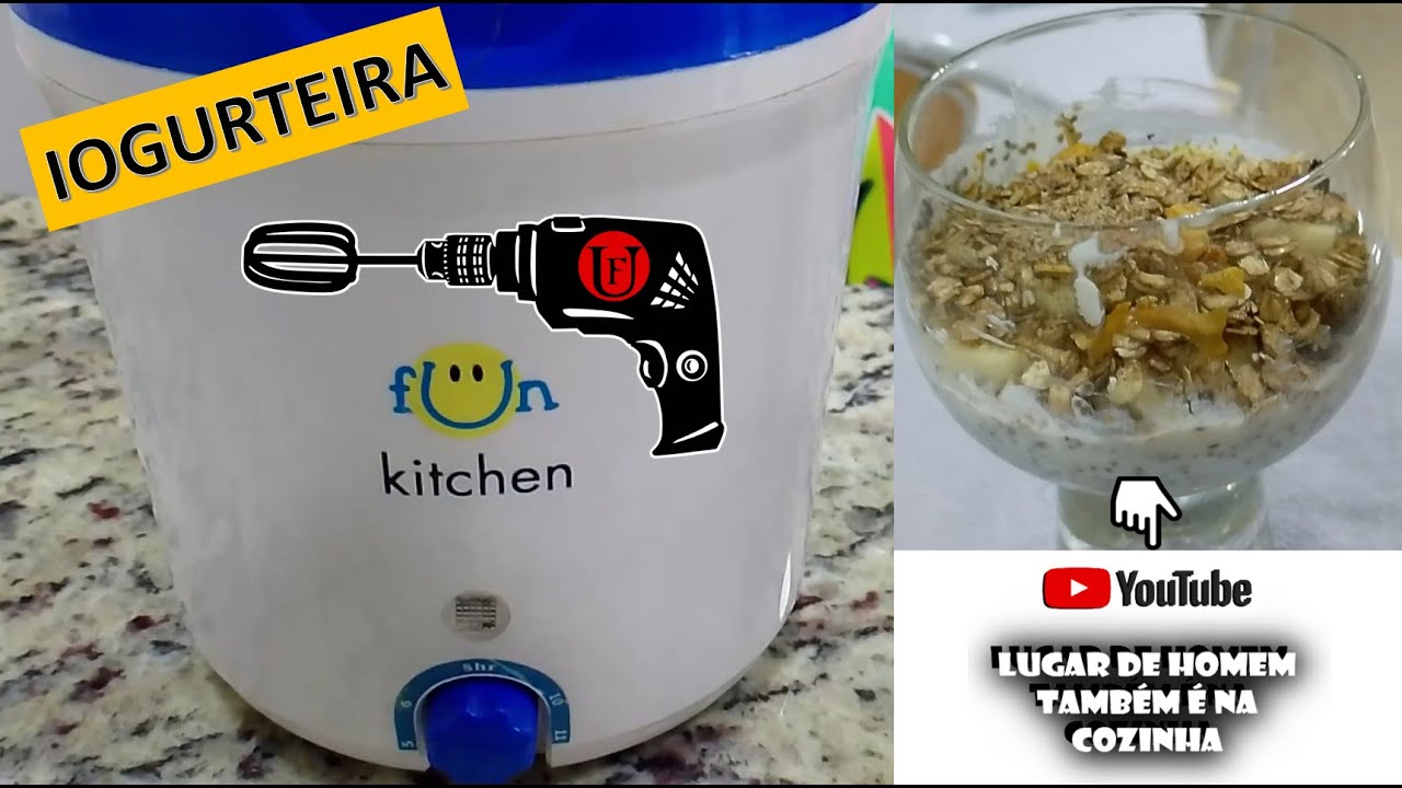 IOGURTE NATURAL CASEIRO PREPARADO NA IOGURTEIRA FUN KITCHEN