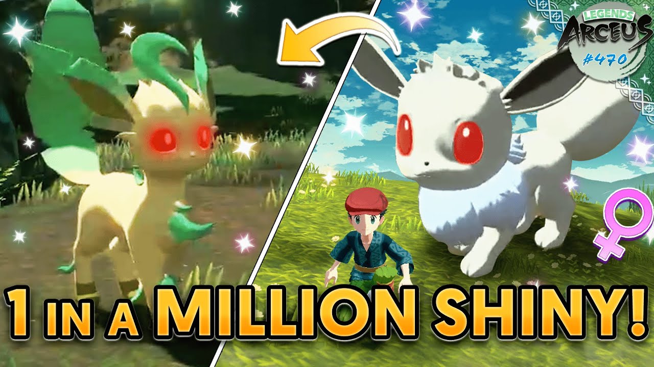 FULL ODDS SHINY ALPHA EEVEE! evolved to Shiny Alpha Leafeon in Pokemon Legends Arceus!