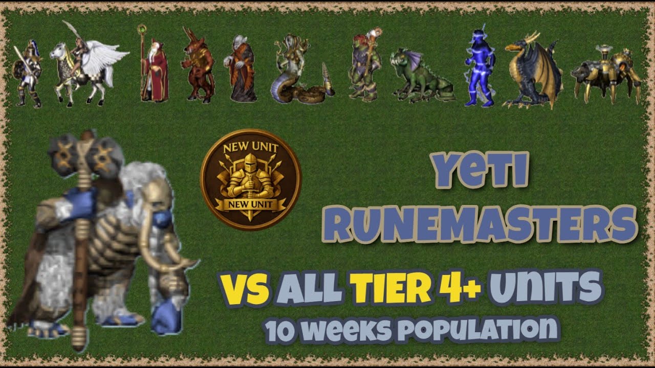 NEW UNIT! Yeti Runemasters vs all Tier 4 upgraded units | Heroes 3 Horn of the Abyss