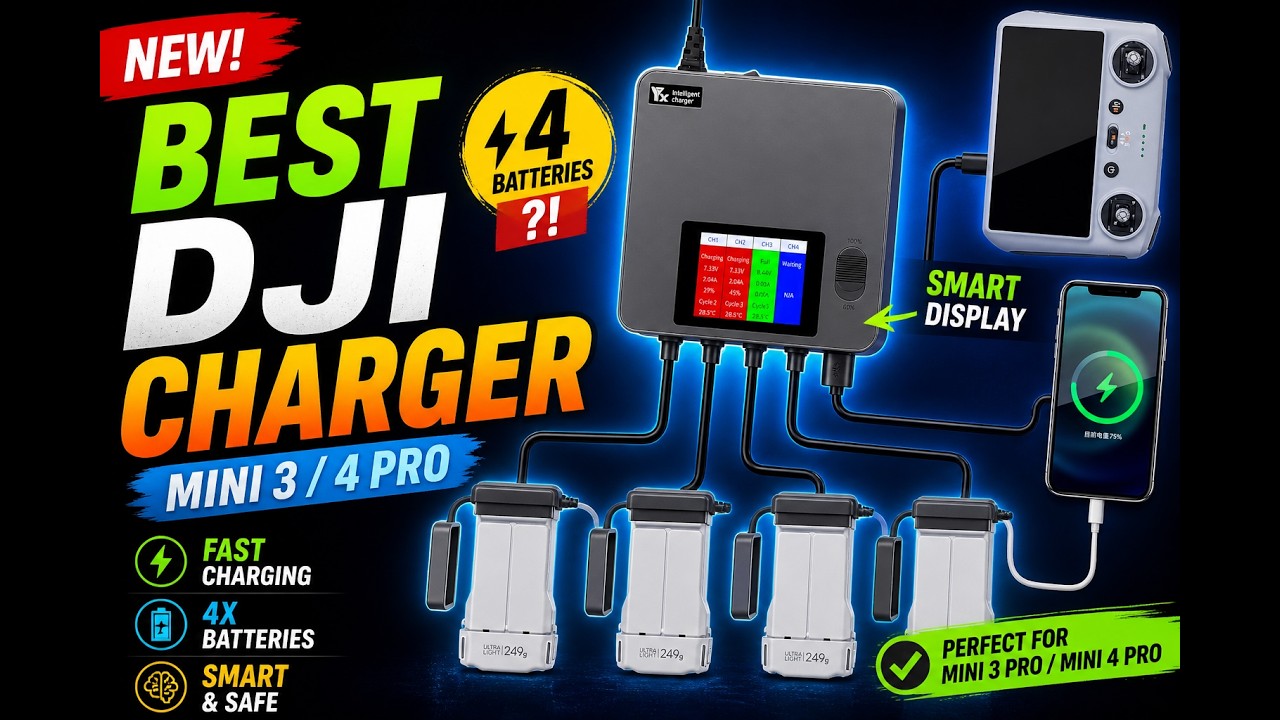 Best Battery Charger for Dji Mini 3 Pro and Mini 4 pro - Lyongtech - Charge 4 batteries Fast