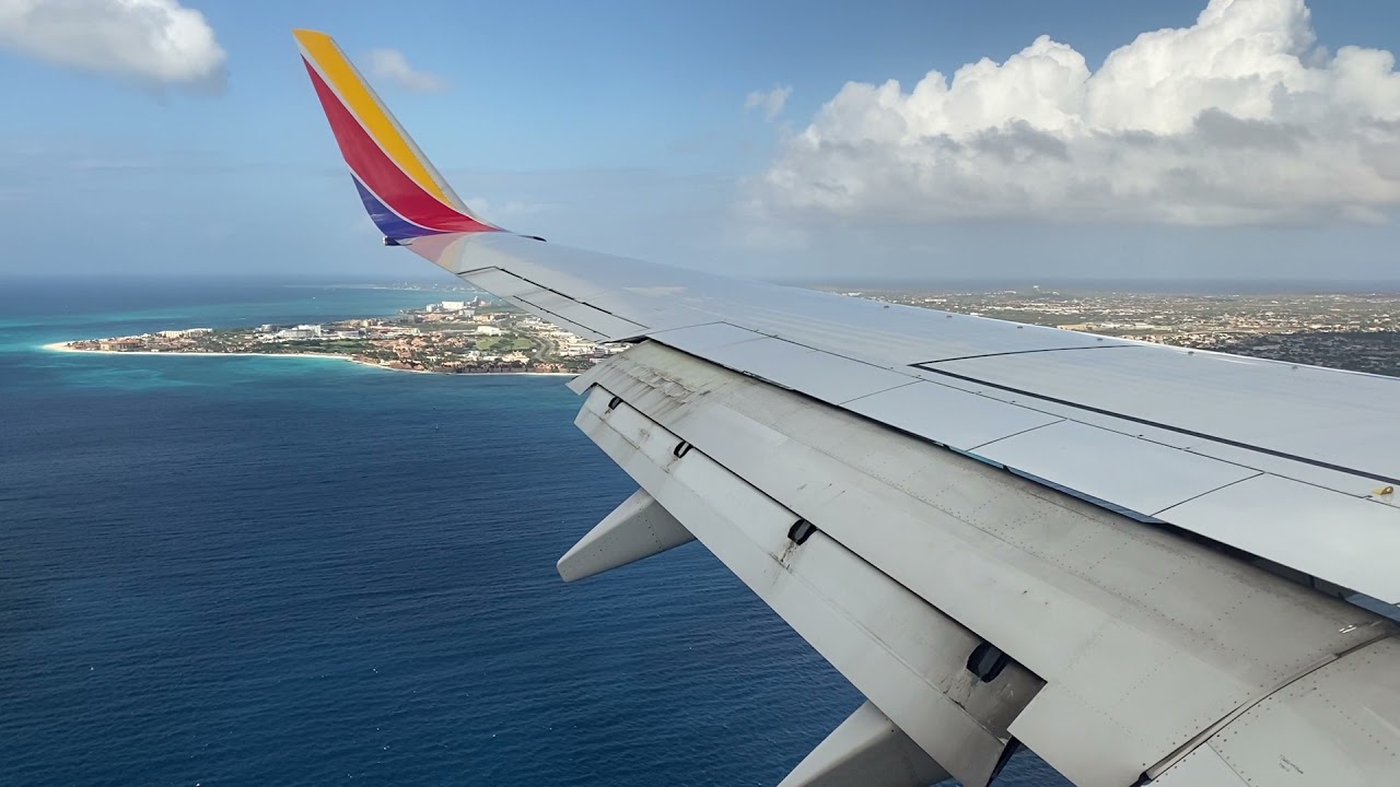 Southwest Airlines 737-700 Landing in Aruba *BREATHTAKING COASTAL VIEWS*