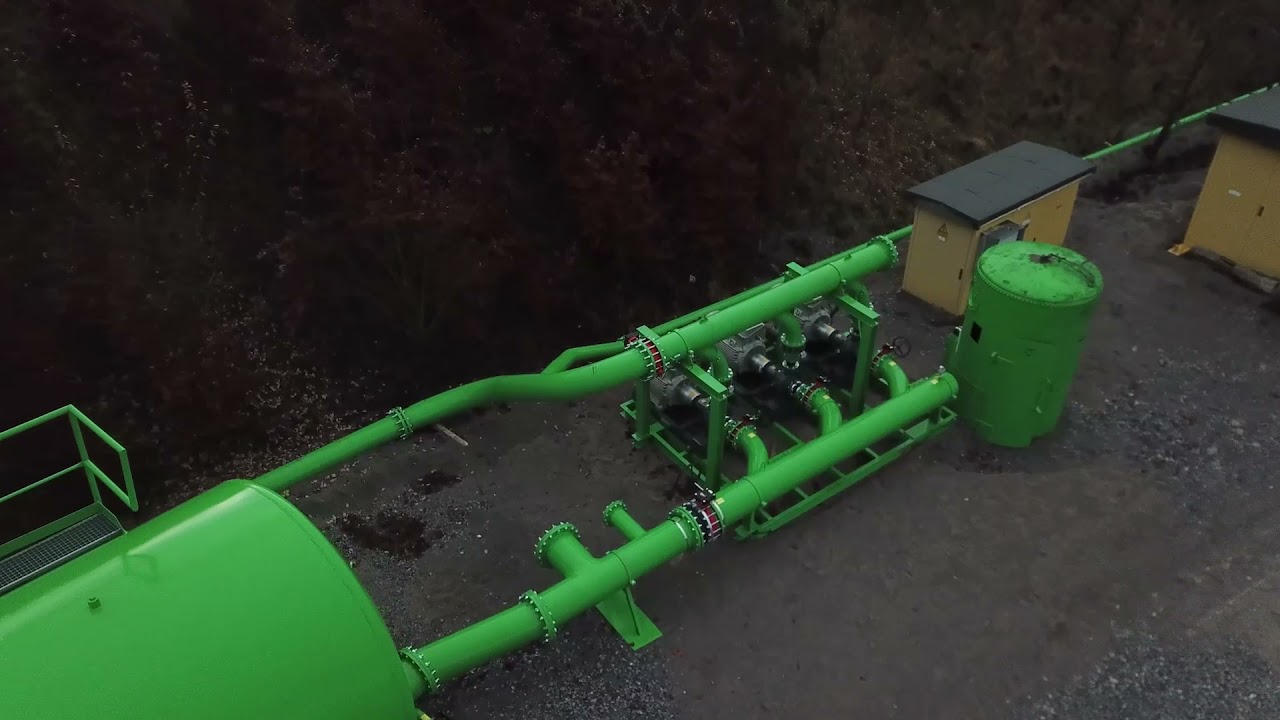 Pumpenstation und Rohrleitung zur Staubeind&auml;mmung