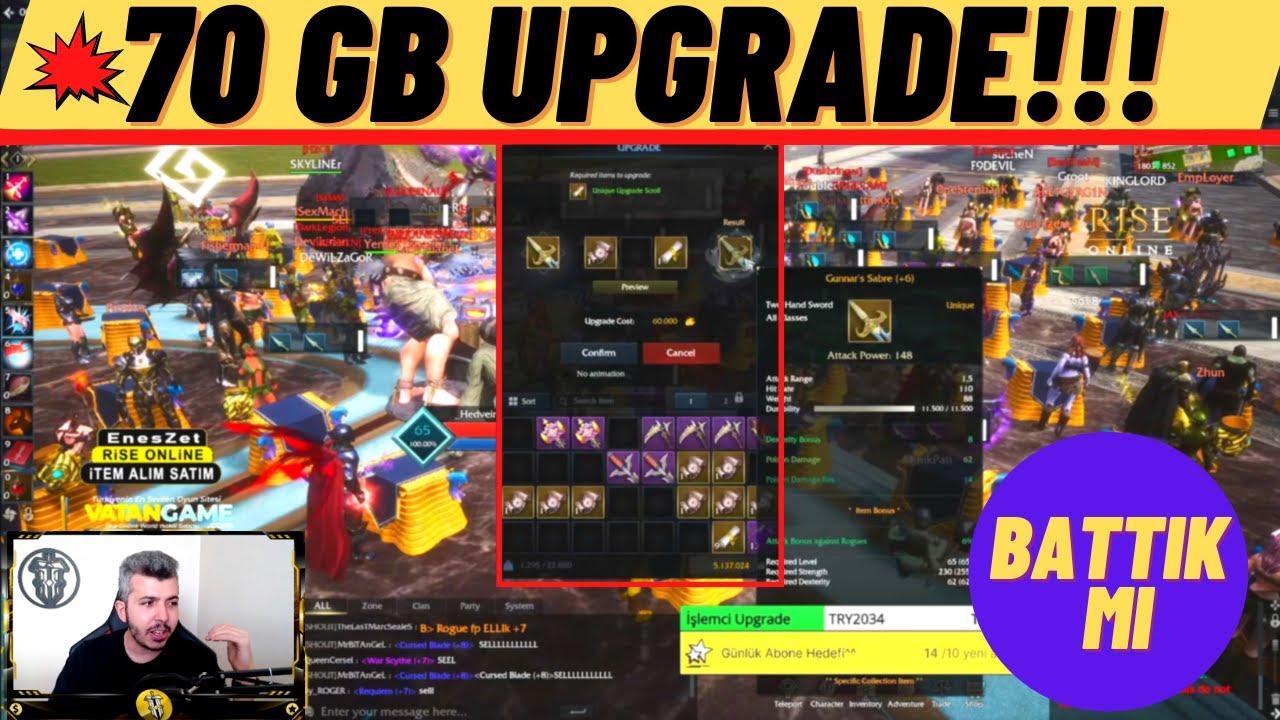 TAM 70 GB UPGRADE!!! | ÇANTADA YOK YOK | BÜYÜK RİSK | Rise Online