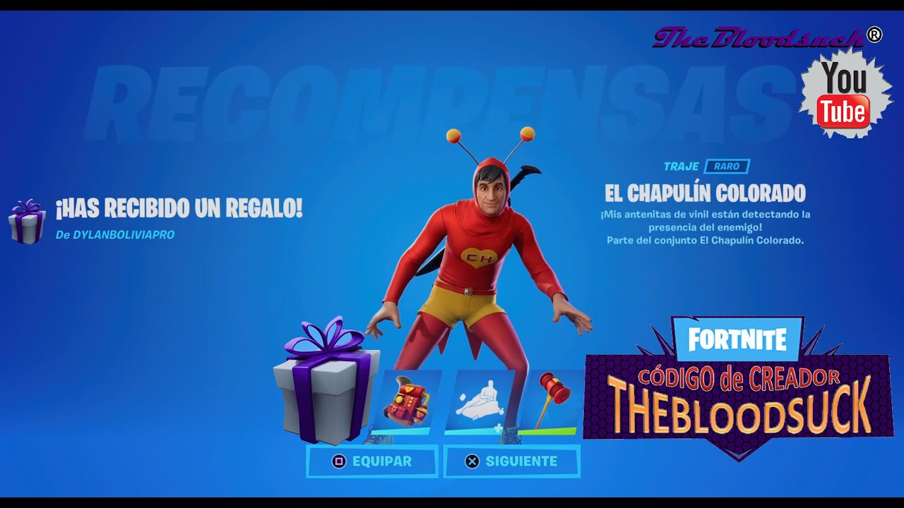 CHAPULIN COLORADO YA EN FORTNITE JUGAMOS CON EL, GRATIS GRAFITI TOING Y GRACIAS DYLAN POR EL REGALO