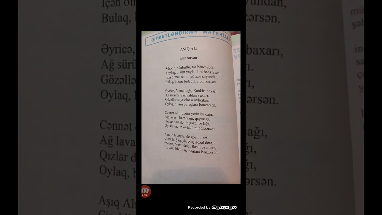 8 sinif ədəbiyyat KSQ 7. Aşıq Alı 