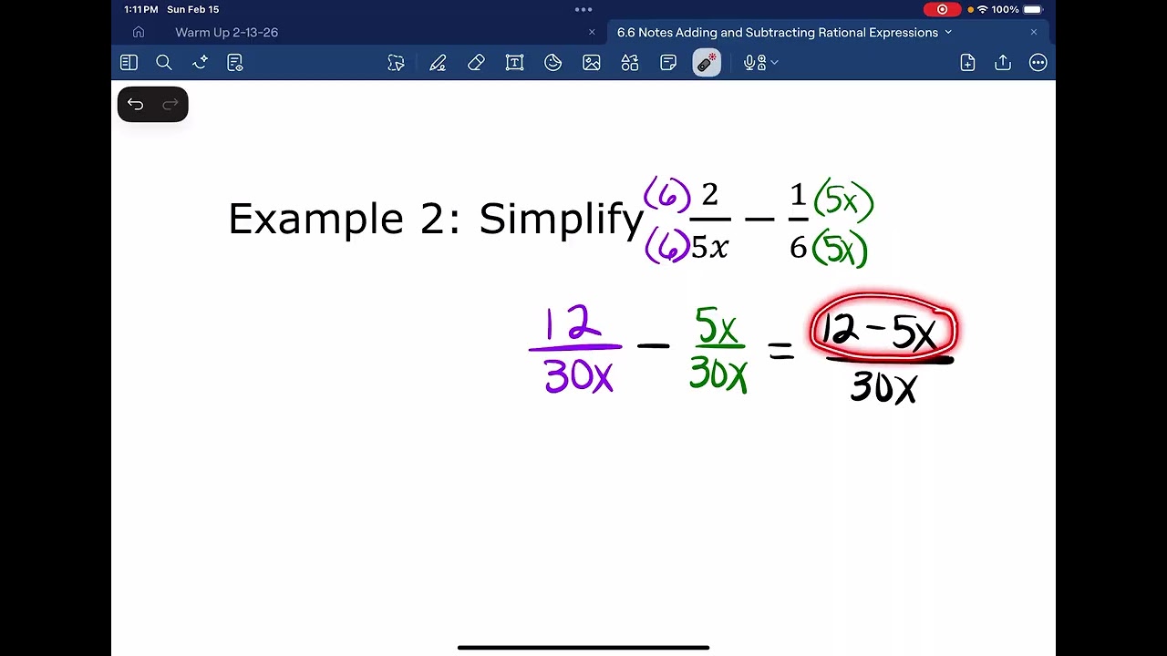 Adding and Subtracting Rational Expressions  ￼