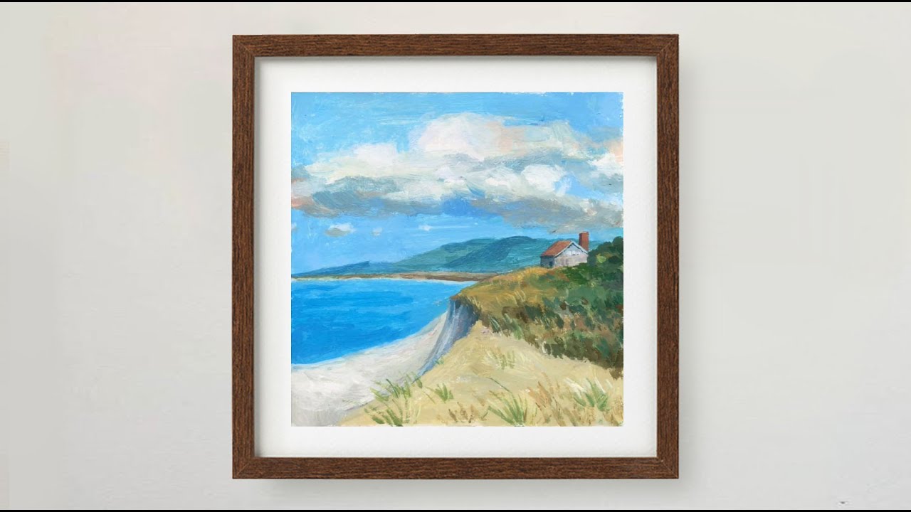Easy Acrylic Painting | Landscape Painting | Seaside Scene