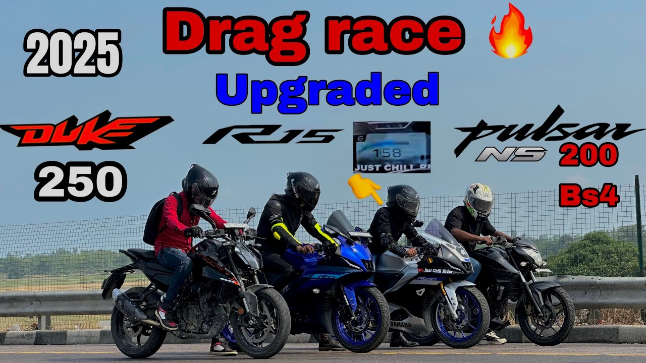 2025 Duke 250 vs upgraded ⚙️R15M NS200 bs4 vs R15v4 drag race 🔥Arun Dream 10r