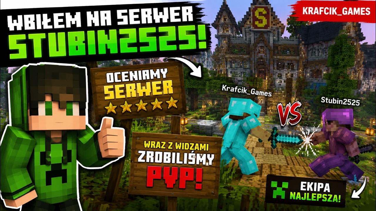 WBIŁEM na SERWER WIDZA! 😱 Oceniłem świat Stubin2525 i skończyło się PvP! ⚔️ | Minecraft