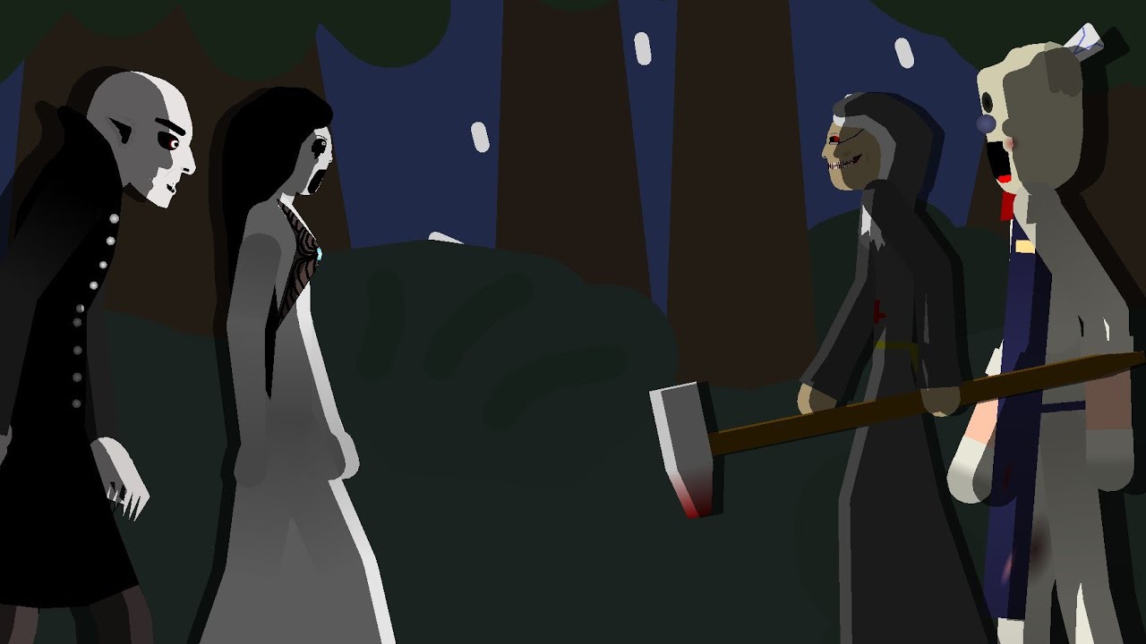 Nosferatu and Slendrina vs Evil Nun and Rod
